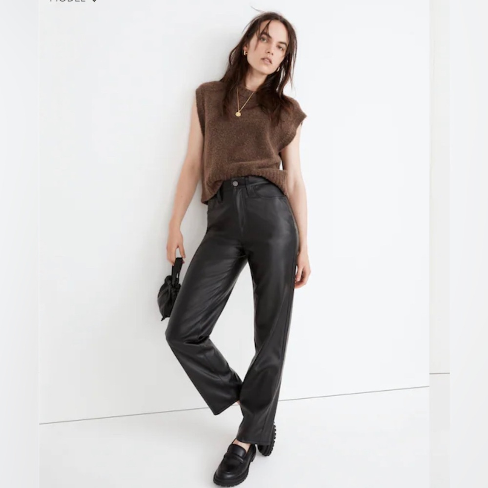 Madewell Perfect Vintage Straight Jean: Faux Leather, size 29, True Black